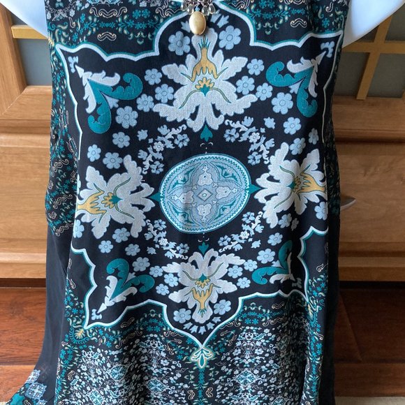 Max Studio Gorgeous Floral Short Sleeve Tunic Blouse X Large - Picture 3 of 7